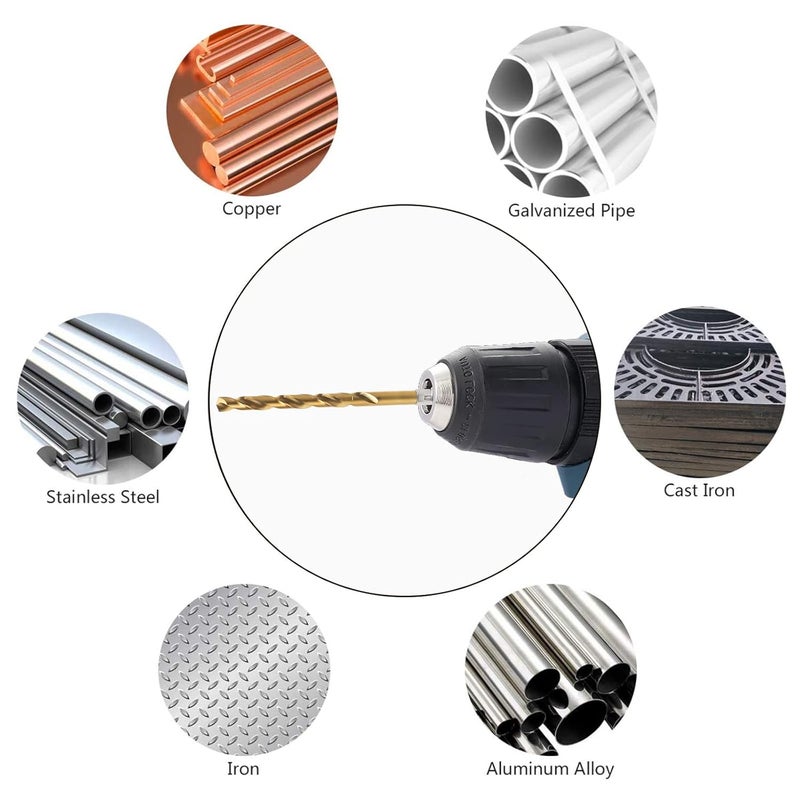 BAIDETS Hex Shank Drill Bits - Set of 10Pcs, 1/4 Inch Premium 4341 HSS Titanium Impact Hex Drill Bits for Wood, Steel, Metal, Plastic, Quick Change Design - Image 4